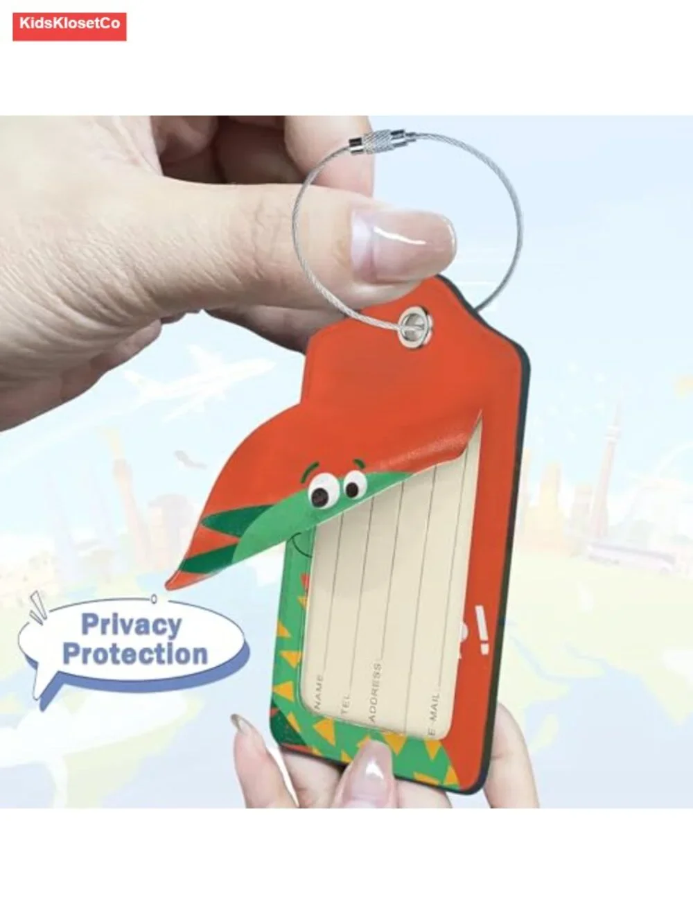 2 Pack Leather Suitcase Tags with Privacy Cover and Steel Loop for Travel